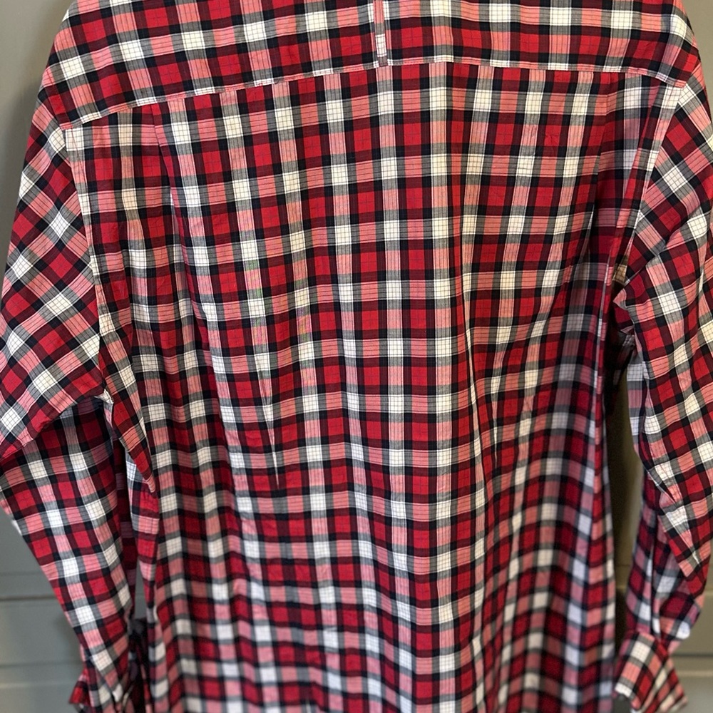 Theory Red and Black Plaid Casual Shirt